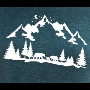 Green t-shirt with mountains